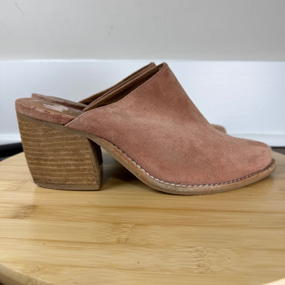 Jeffrey Campbell Mules Women 6 Pink Suede Block Heel Pointed Toe Slide Boho Chic